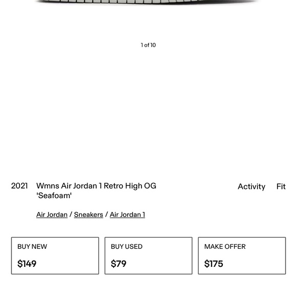 NWOT Women’s Air Jordan 1 Retro High OG ‘Seafoam’ - Picture 8 of 9